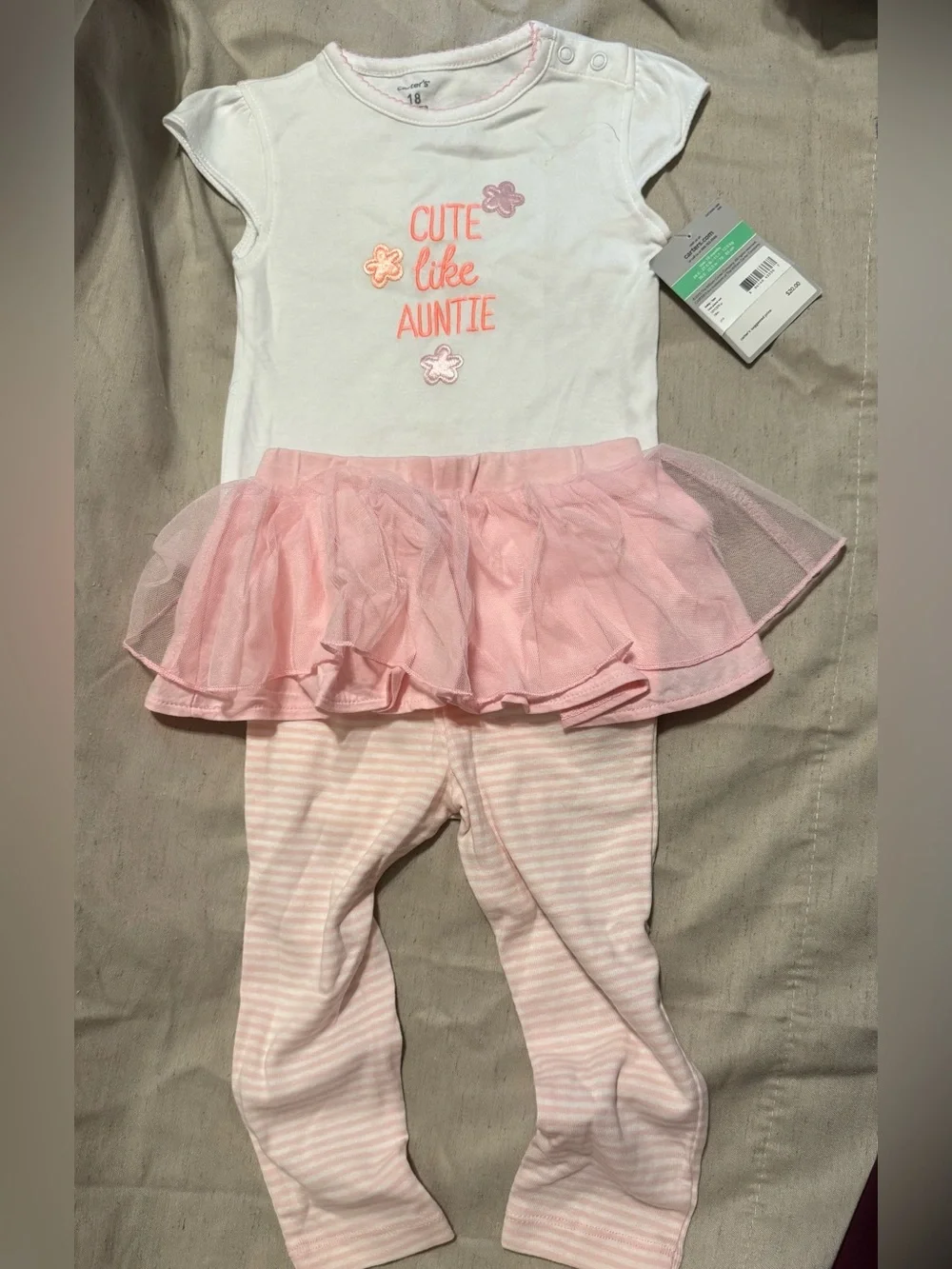 Cute Like Auntie Pink Tutu Baby Outfit - carters - 18 month